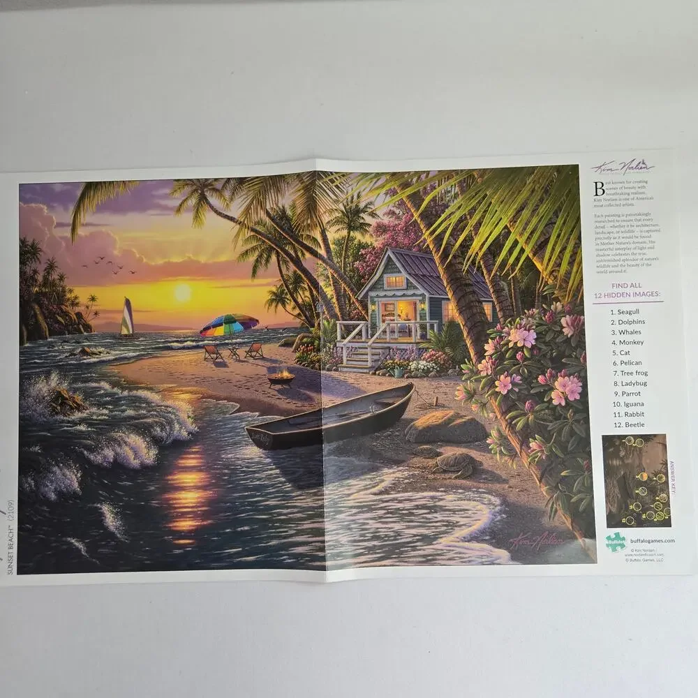 Buffalo Games Kim Norlien Sunset Beach 2000 Piece Jigsaw Puzzle Complete